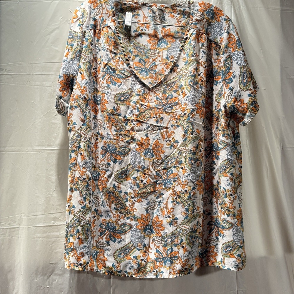 Blouse Womens Multicolor Paisley Unbranded V Neck Short Sleeve Size‎ 18 /  20W